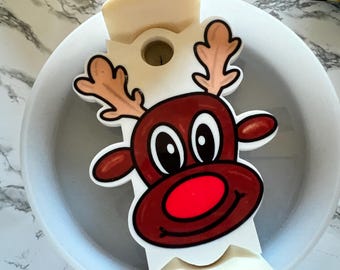 Reindeer Lid Topper Christmas Lid Topper Rudolph the red nose reindeer tumbler Santa lid topper Christmas tumbler