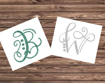 Glitter Monogram, Glitter Decal, Car Decal, Laptop Decal, Back To School, Monogram Decal, Vinyl Decal, Glitter Vinyl Decal, Initial