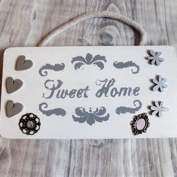 Plaque de porte Sweet Home shabby romantique