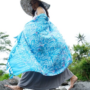 Blue Sky Sarong | Floral Sarong | Handmade Sarong | Beach Cover Up | Sarong Cover Up | Beach Wrap | Pool Wrap | Summer Cover Up