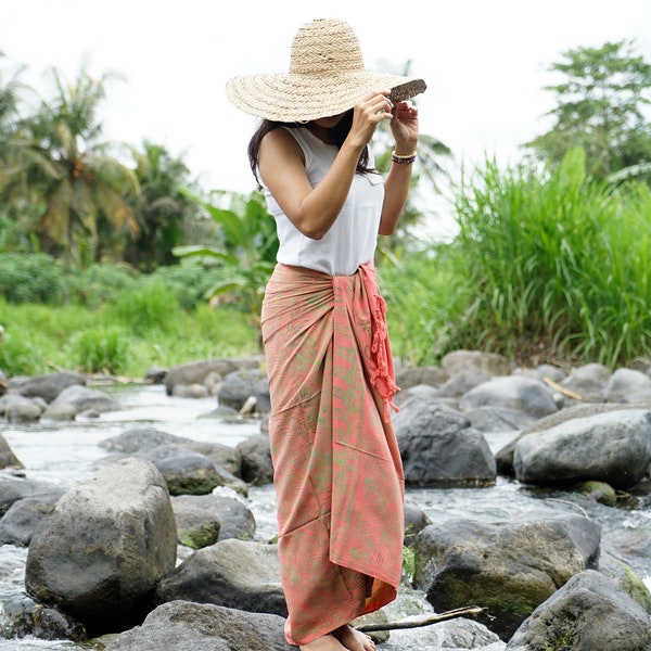 Orange Sarong | Pink Sarong | Floral Sarong | Handmade Sarong | Beach Cover Up | Sarong Cover Up | Beach Wrap | Pool Wrap | Summer Cover Up