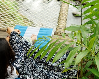 Navy Blue Floral Sarong: Handmade Batik Rayon Beach Cover-Up