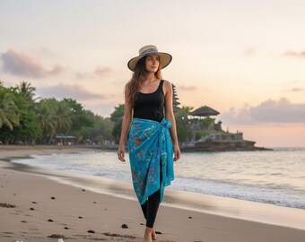 Handmade Batik Sarong: Floral Rayon Beach Wrap