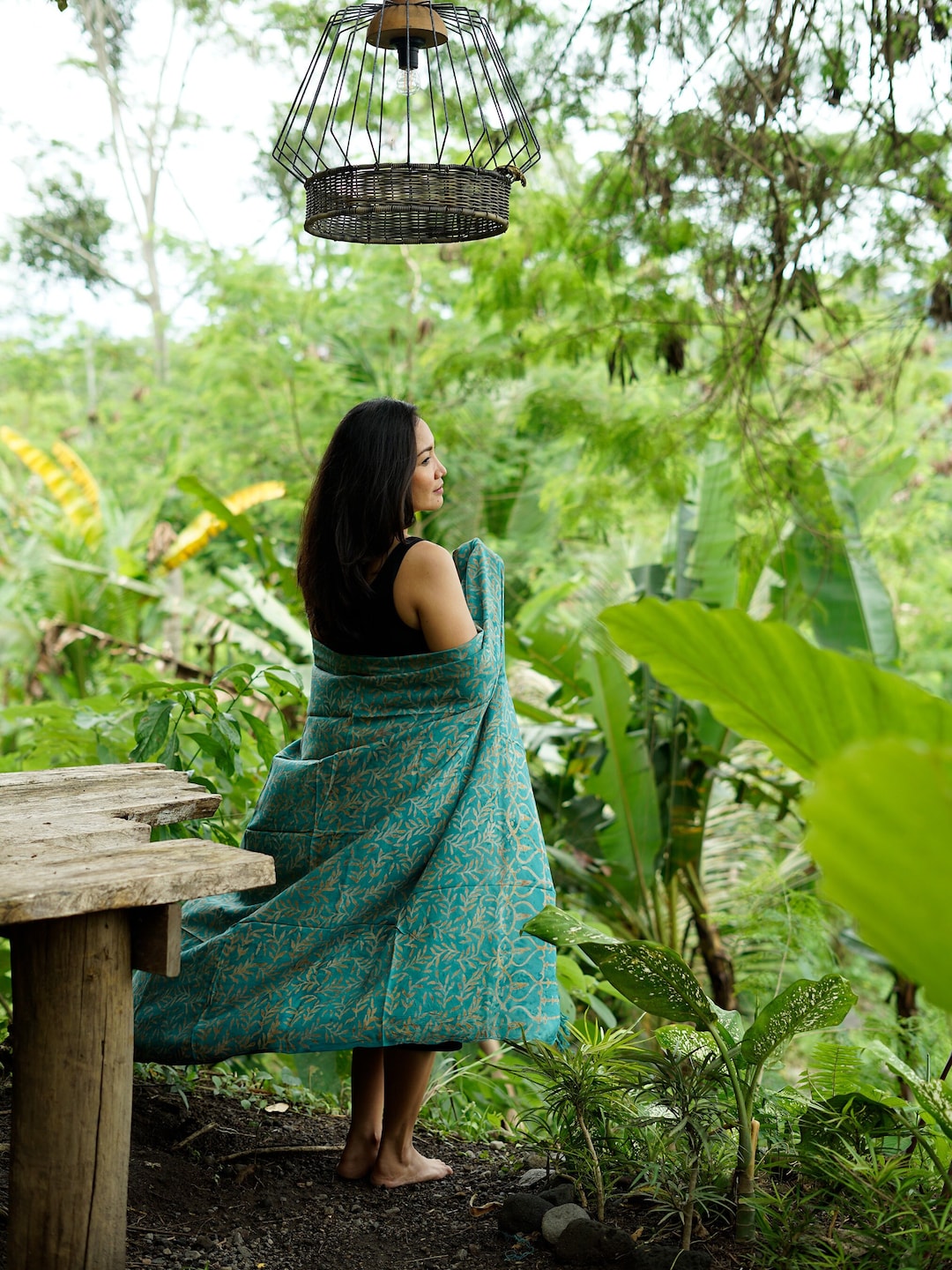 Green Sarong Floral Sarong Handmade Sarong Beach Cover up Sarong Cover