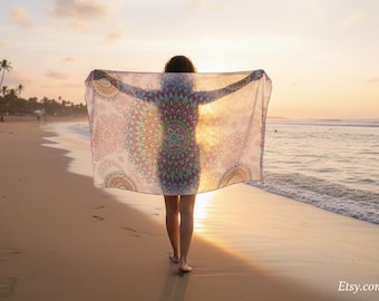 Handmade Mandala Sarong: Multicolor Batik Beach Wrap
