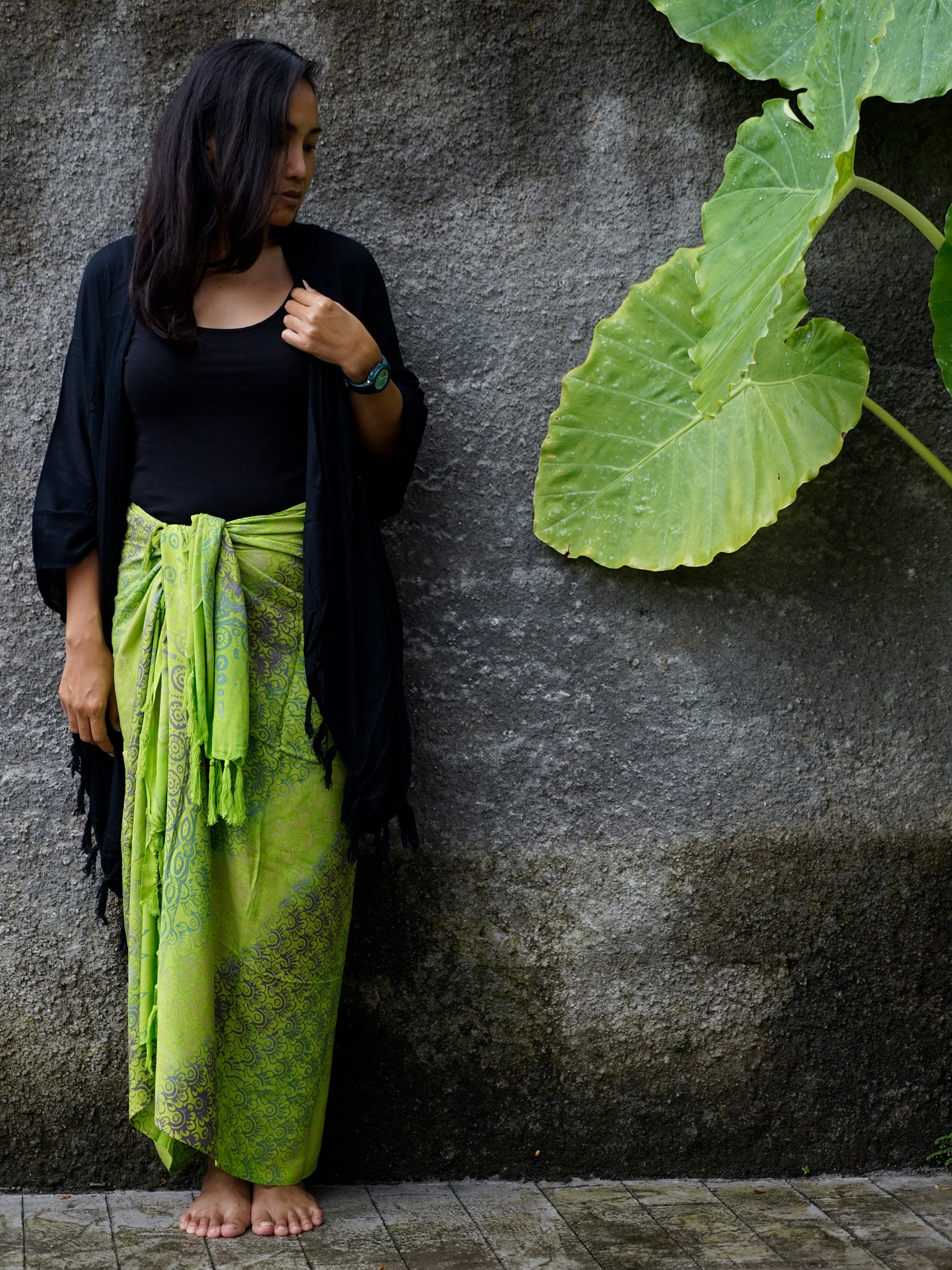 Floral Sarong Bali: Handmade Batik Rayon Beach Cover-Up
