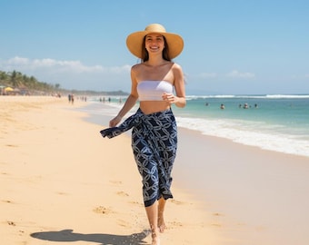 Handmade Batik Sarong Wrap: Floral Rayon Beach Cover-Up