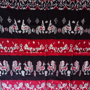 Woven fabric- Indonesian tapestry - upholstery - Ikat woven blanket - Handwoven cotton Ikat - tapestry - home decor -fabric art - wall art