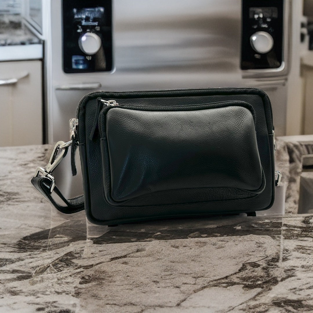 Black Leather Crossbody Bagsleather Travel Women Bagleather Etsy