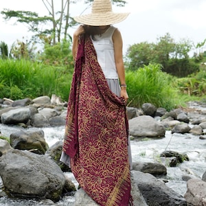Red Grape Sarong| Modern Handmade Sarong | Floral Pattern | Beach Cover-Up | Soft Pool Wrap |  Beach Wrap| Beach Towel | Sarong Bali |Rayon