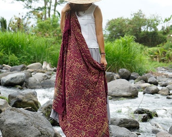 Red Grape Batik Sarong: Handmade Rayon Beach Wrap