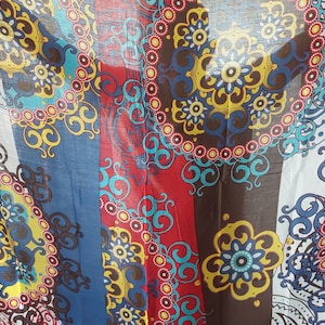 Sarong Wrap | White Yellow Blue Red Hippie | Handmade Sarong | Beach Cover Up| Sarong Cover Up | Beach Wrap | Pool Wrap | Summer Cover Up