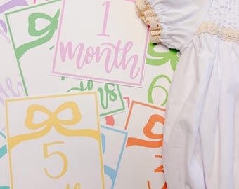 Maandelijkse mijlpaalkaarten voor baby's | kraamcadeau | newbornfoto's | babyfoto's | aandenken | set van 12 kaarten | mijlpaalmarkeringen | kinderdagverblijf