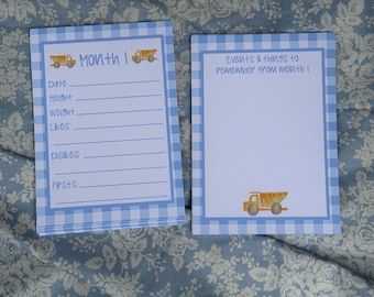 Maandelijkse geheugenkaarten voor baby's | feestelijke mijlpalen | evenementen om te onthouden | Notitiekaarten voor mijlpaalmijlpaal aandenken | kipper blauw gingang