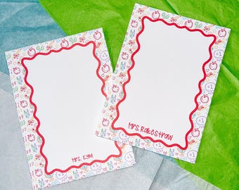 Gepersonaliseerde notitiekaarten voor leraren | schoolnotitiekaarten | terug naar school | leraar cadeau | gepersonaliseerd briefpapier | waarderingscadeau leraar