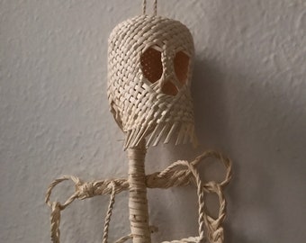Mexican skull. Mexican skeleton. Natural fibers skeleton. Mexican catrina.