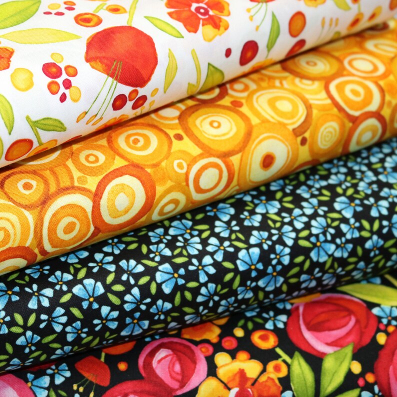 cotton quilting sewing apparel fabric by the yard Wild by nature Lobelia Blue Petite Flowers Fabric Maywood studio fabrics Floral Fabric