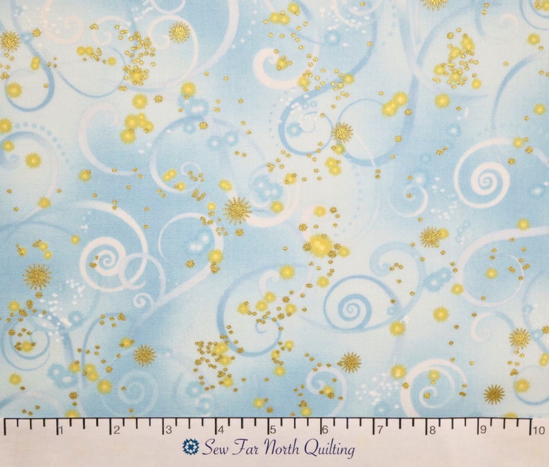 Cotton Quilting Fabric Swirling Sky Light Blue Benartex Etsy
