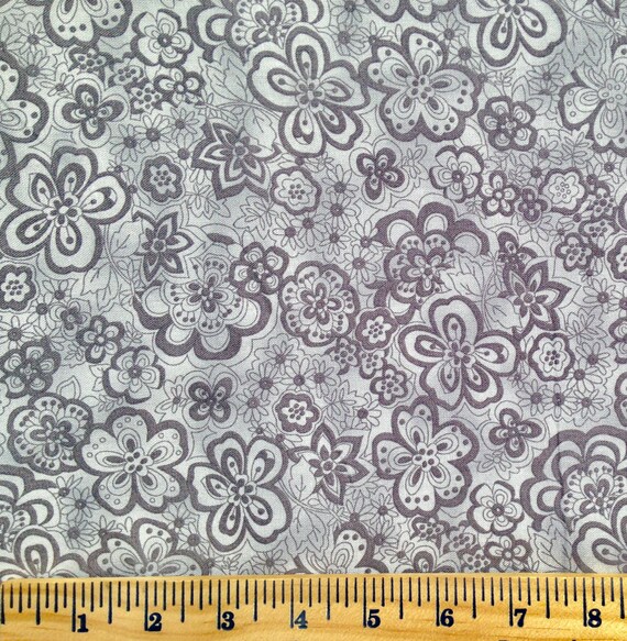 Grey floral backing fabric extra wide quilt backing fabric Etsy