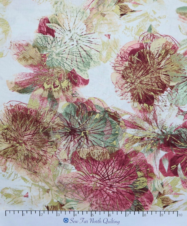 Benartex Fabrics Large Floral Quilting Sewing Craft Apparel Fashion Fabric by the Yard Photo Impressions Cream Rose Fabric