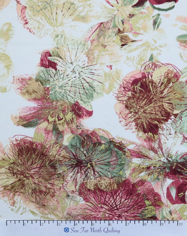 Benartex Fabrics Large Floral Quilting Sewing Craft Apparel Fashion Fabric by the Yard Photo Impressions Cream Rose Fabric