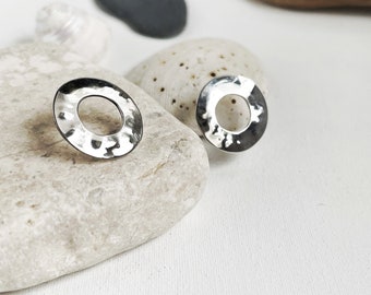 Handmade sterling silver minimalist style stud earrings