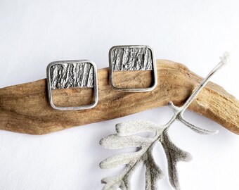 Handmade sterling silver and recycled silver stud earrings