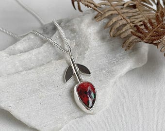 Handmade sterling opal floral pendant on chain