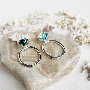 Handmade sterling silver and abalone shell earrings