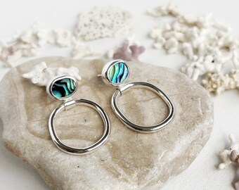 Handmade sterling silver and abalone shell earrings