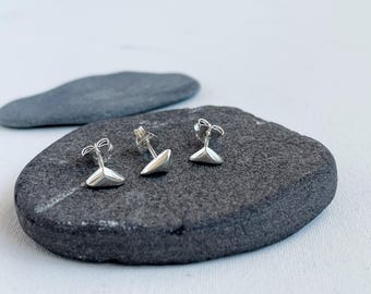 handmade Sterling Silver triangle 3 stud earrings