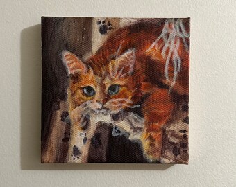 Cat painting. Small, Acrylic on canvas