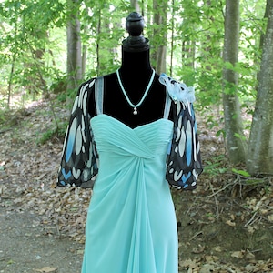 Robe papillon bleue, robe élégante bleu pâle, robe recyclée, déguisement de fée papillon, déguisement pour femme - taille X petit