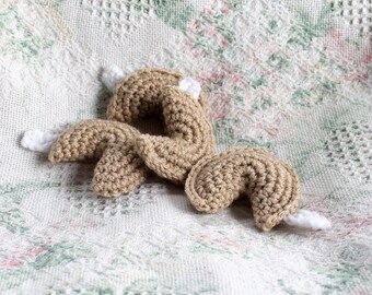 Crocheted Fortune Cookie Cat Toy, Natural Catnip Stuffed