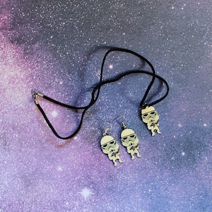 Storm Trooper Earrings, Star Wars Necklace Set, Storm Trooper Jewelry, Dark Side  Jewelry Set, Handmade Jewelry