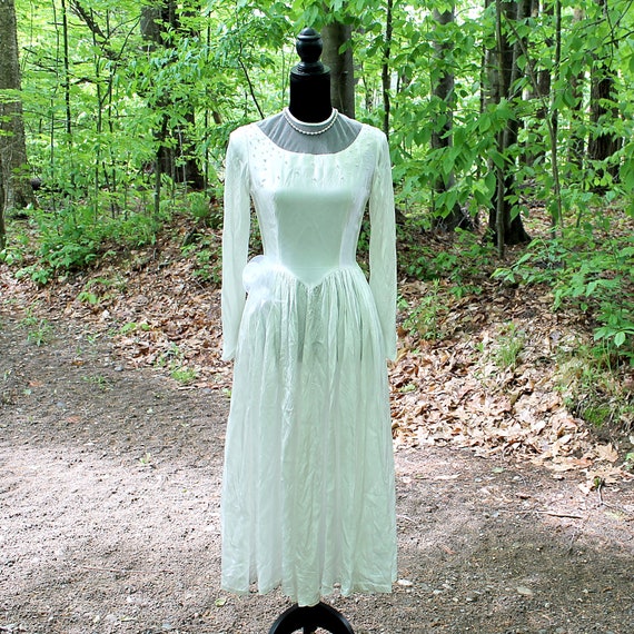 Real Vintage 1940s Satin Wedding Dress, 50s Liqui… - image 2