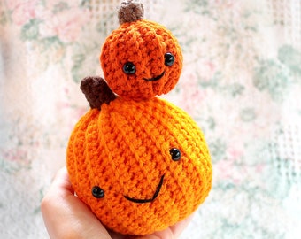 Peluche a forma di zucca all'uncinetto, decorazione autunnale di Halloween, giocattolo di peluche