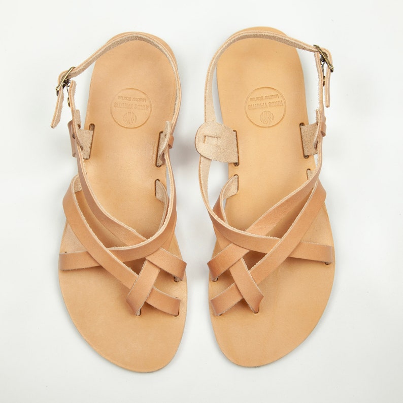 Greek leather sandals, Strappy Sandals, Women Sandals, Flat Sandals ,Natural sandals, Greek Sandals women, Sandales grecques, MELITI image 6