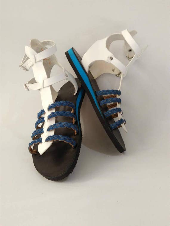 Gladiator Sandals Greek Hand Made Sandalsblack and White | Etsy