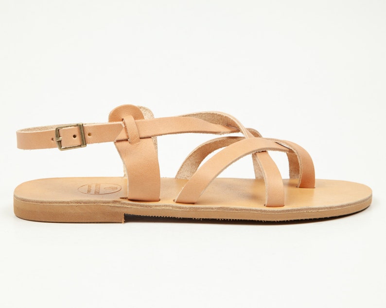 Greek leather sandals, Strappy Sandals, Women Sandals, Flat Sandals ,Natural sandals, Greek Sandals women, Sandales grecques, MELITI image 5