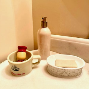 Old Spice shaving cup and brush from 1970.