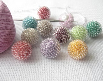 Handmade Beaded Balls, Beaded Sphere, Material for Handmade, Decorative Beaded Balls, Transparent Beads Balls, Decorative Beads