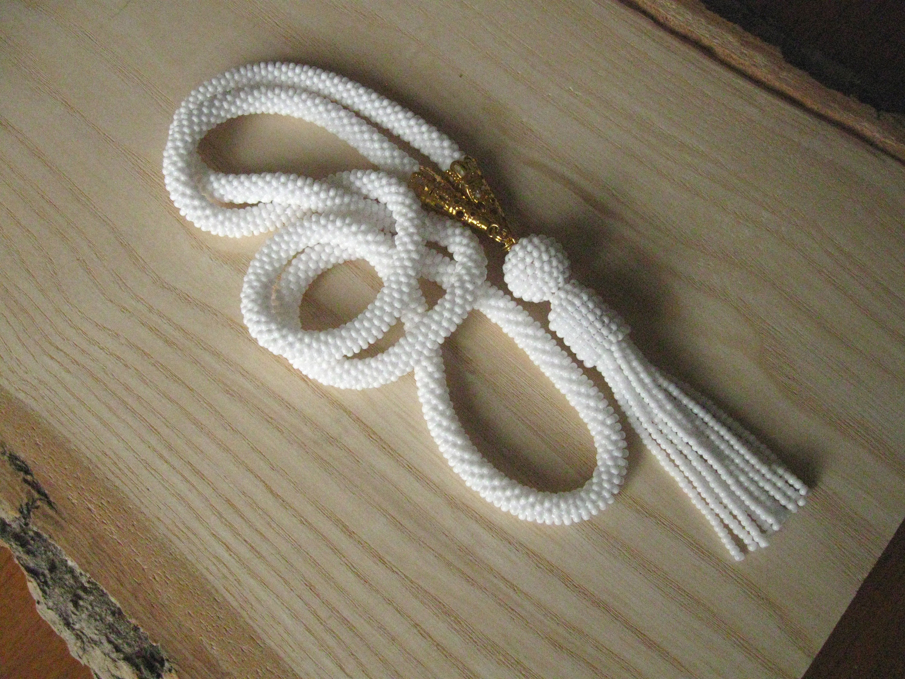 White Pearl Tassel Long Necklace main image 0