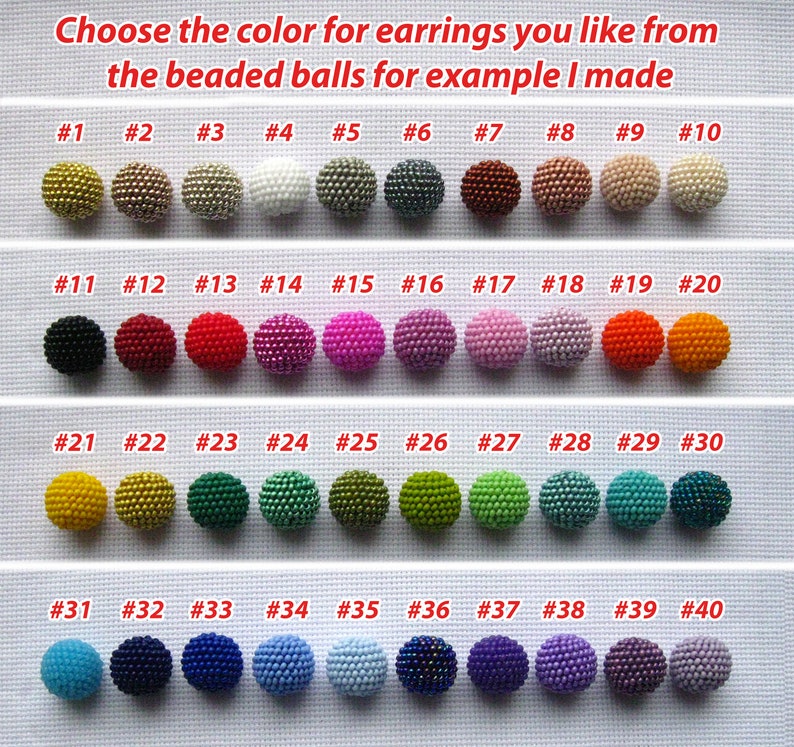 Black Bon Bon Earrings Clips, Studs, Beaded Balls Black Earrings, Seed Bead Balls Earrings, Balls Drop Earrings, Beaded Earrings image 2