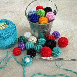Handmade Beaded Balls, Beaded Sphere, Material for Handmade, Decorative Beaded Balls, Natural Colors Beaded Balls, Decorative Handmade Beads