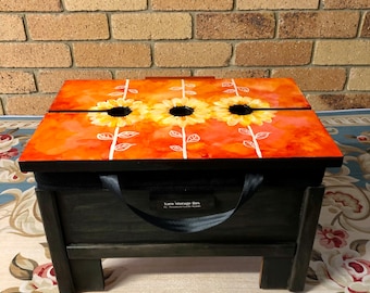 Yarn Storage Box, Orange Petals.