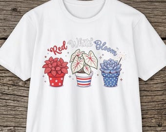 Red White & Bloom Plant Trio T-Shirt | Patriotic Houseplant Pots | Next Level 6210