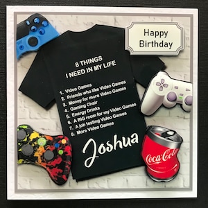 Video Games Play Station xBox Computer Games Gaming Handmade Boys Male 3D Birthday card CAN BE PERSONALISED