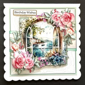Handmade Birthday Card 3D Pink Roses Scene