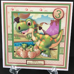 Dinosaur Ages 1 2 3 4 5 6 7 8 9 10 Handmade 3D Birthday card